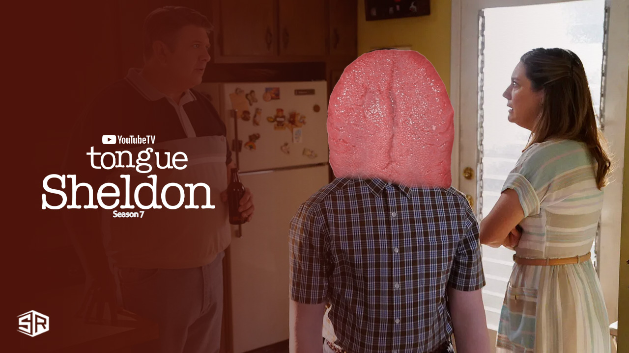 image of the thumbnail for the tv series Young Sheldon. The show title is edited to read Tongue Sheldon, and sheldon has an image of a tongue edited in place of his head.